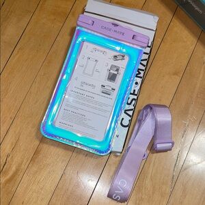 NWT Waterproof Case-Mate Iridescent Phone Pouch with Purple Strap